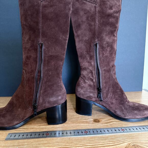 Rag & Bone Espresso Brown Suede Knee High Tall Heeled Boots Womens 37 - Picture 8 of 12